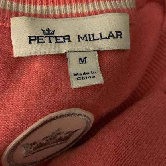 Peter Millar Men's Pink cashmere blend V-Neck Sweater - Picture 4 of 5